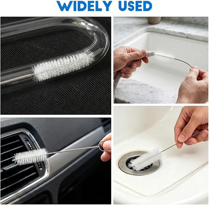2PCS Flexible Long Drain Brush, 78 Inch Nylon Stainless Steel Tube Cleaning Brush, Slim Long Hose Pipe Cleaning Tool for Auto Sunroof Drain Hole