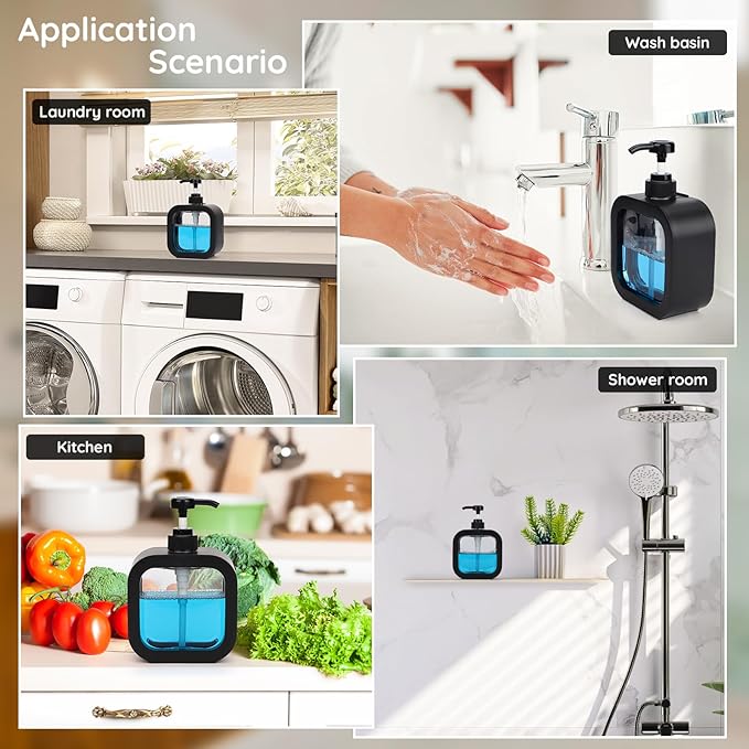 Segbeauty 2pcs 16.9oz Refillable Hand Soap Dispenser, 500ml Leak-Proof Liquid Soap Dispenser for Bathroom, Dish Soap Dispensers for Kitchen Sink, Black Empty Plastic Shampoo Pump Bottle with Labels