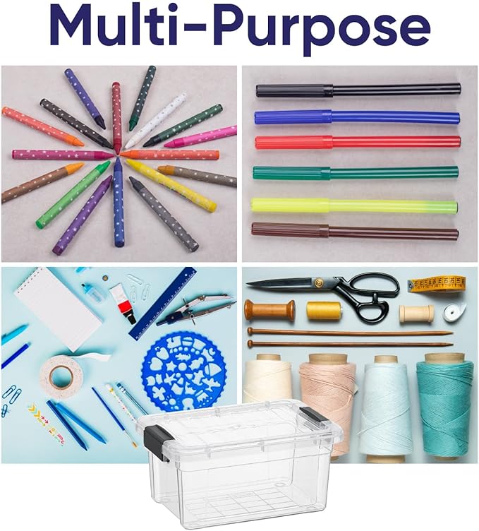 Superio Mini Storage Container Plastic Crayon Box Art Supplies and Sewing Case Stackable Clear Small Organizer for Beads, Stationery, Chalk, and Food