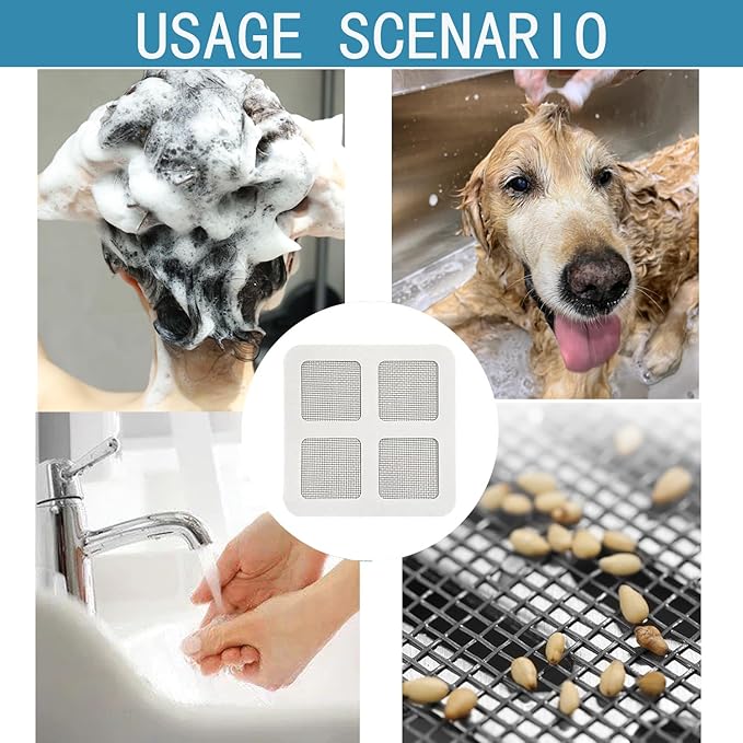 Disposable Hair Catcher Shower Drain Cover Bathroom Strainer Stickers Dog Hair Catcher Cover for Showers bathtubs，mesh Filter Sink Strainer Stickers