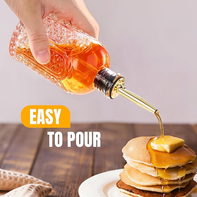 Baalaka 2-Pack Coffee Syrup Dispenser, 7 OZ/200ML Honey Dispenser, Small Syrup Bottles with Funnel & Extra Nozzles, Glass Syrup Dispenser for Coffee Shop, Home Kitchen