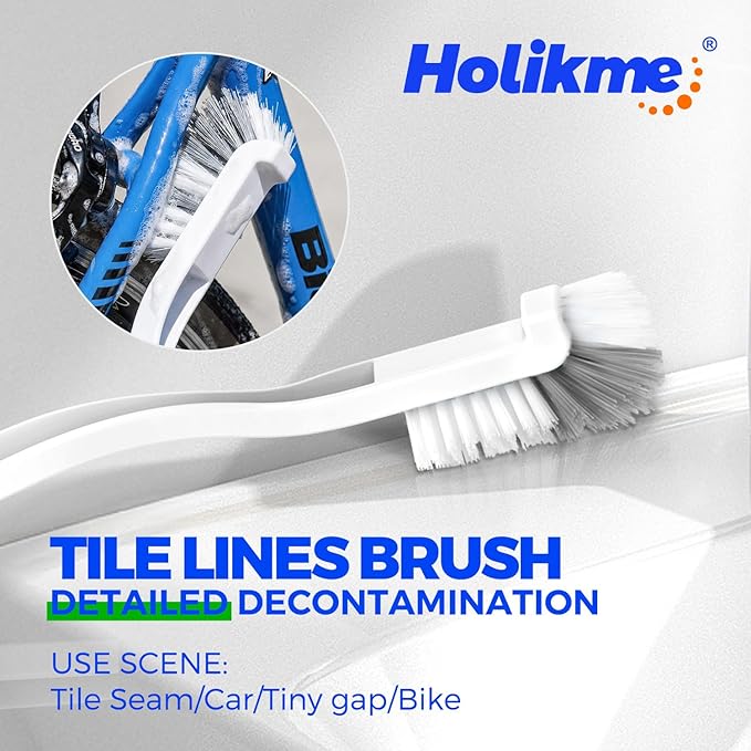 Holikme 7 Pack Deep Cleaning Brush Set, Scrub Pads with Scraper Tip for Pool Walls, Bathroom, Grout, Floor, Bike, Tub, Shower, Kitchen Surface (Green)