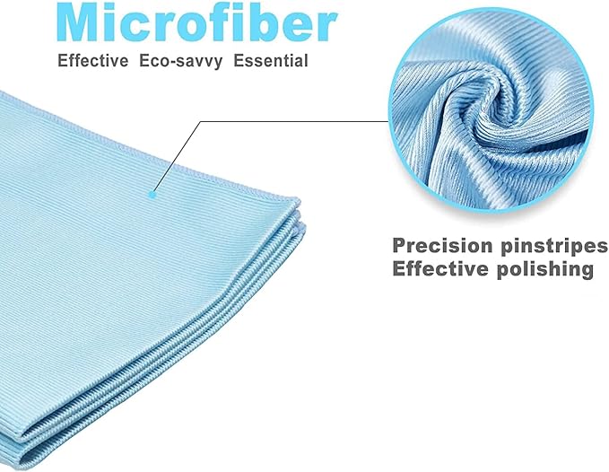 Window Cleaning Cloth, Glass Cleaning Cloth, Streaks Schatches Free. (Blue Pack 4)