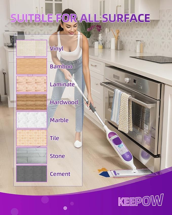 Reusable Power Mop Refills Pads with Unique Scrubbing Pads Compatible with Swiffer PowerMop Microfiber Power Mop Pads Refill for 13-15'' Spray Mops Washable Pads for Multi-Surface Floor Cleaning 8PCS