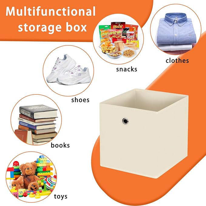 Foldable Storage Cubes Bins ,11 Inch Cloth Storage Cube Fabric Storage Box Cubes Organizer Baskets with Dual Handles for Home Organizer Set of 10