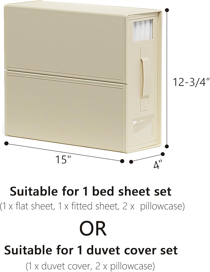 SheetCube Bed Sheet Organizers and Storage 6 Pack, Foldable Linen Closet Organizer with Window and Label