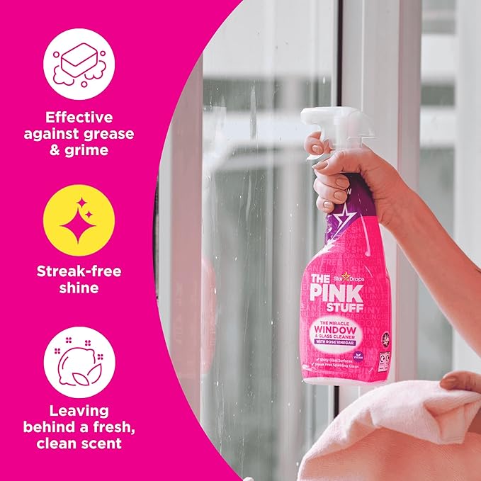 The Pink Stuff Stardrops Miracle Window and Glass Cleaner with Rose Vinegar Spray 750ml 20759