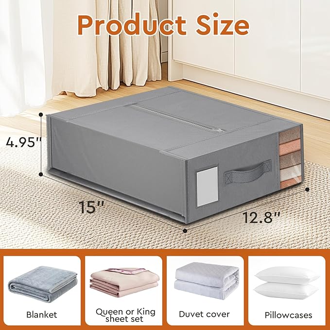 4 Pack Bed Sheet Closet Organizers and Storage, Grey