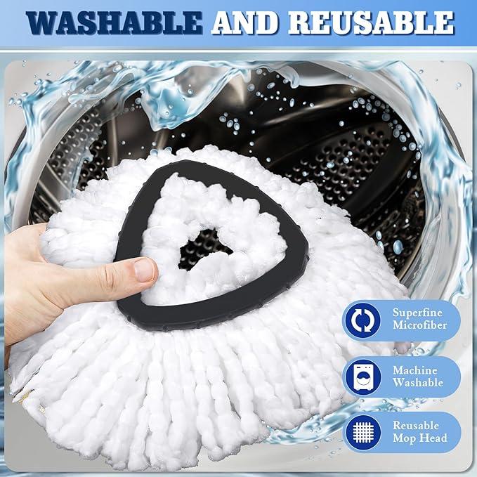 2 Pcs Mop Scrub Brush Head and 1 Mop Base Part Part Replacement Compatible with Oceda EasyWring 1 Tank System