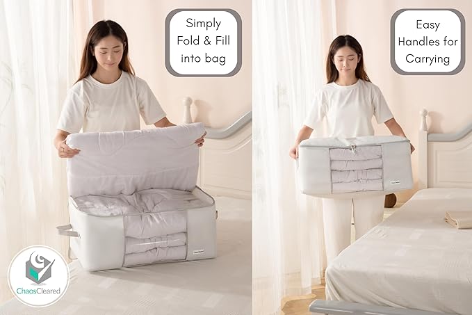 Comforter Storage Bag - Folding Organizer bag for King/Queen Comforters, Pillows, Blankets, Bedding/Quilt, Blanket, Duvet, Mothproof Space Saver