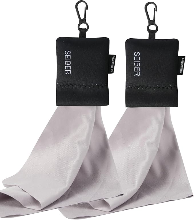 SEIBER Microfiber Lens Cloth Screen Cleaner - Lens Cleaner with Neoprene Pouch | 7 x 7 inch Microfiber Cleaning Cloths for Glasses,Laptops, Cameras| Self-Closing Bottom(2PCS,BK), Black
