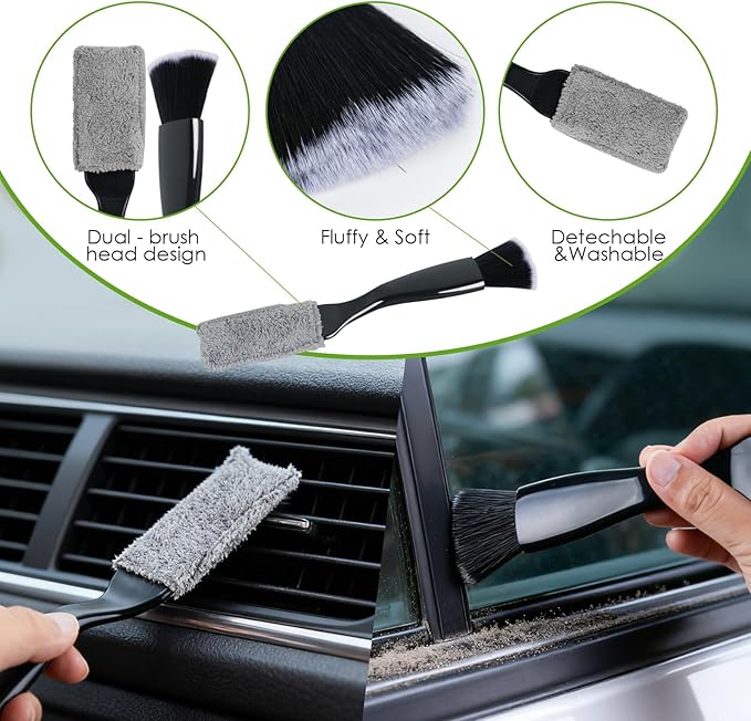 8PCS Windshield Cleaner Tool, Car Windshield Cleaner Tool with Extendable Handle 180° Rotation