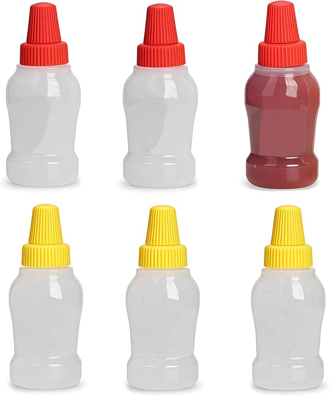 Mini 25 ml Squeeze Condiment Bottles for Lunch Boxes, 6-Pack