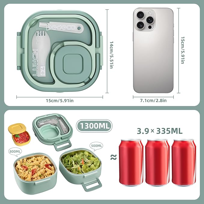 PEDECO Luch Box Set Stackable Stainless Steel Bento Box with Insulated bag,Leak-Proof,2-Tier Bento box