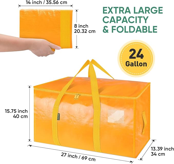 4-Pack Oversized Moving Bags with Reinforced Handles, Light Yellow, 4-Pack