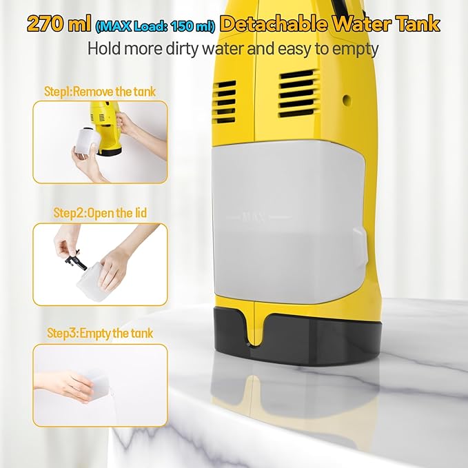 Rechargeable Window Vac, Electric Window Vacuum Squeegee, with 11 in. and 6.7 in. Squeegee Blades