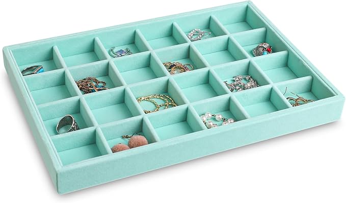Frebeauty Stackable Velvet Jewelry Organizer Trays for Drawers Inserts Jewelry Storage Tray Display Case