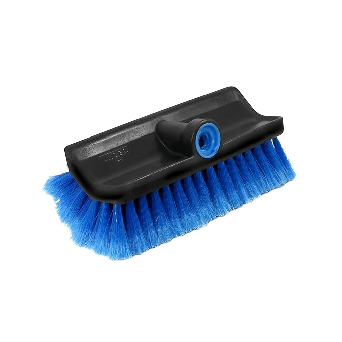Unger Professional Lock-On HydroPower 10” Bi-Level Soft Wash Brush, Compatible with Waterflow Poles, Outdoor Cleaning Supplies, Great for Patios, Siding, Windows, Cars, and Boats