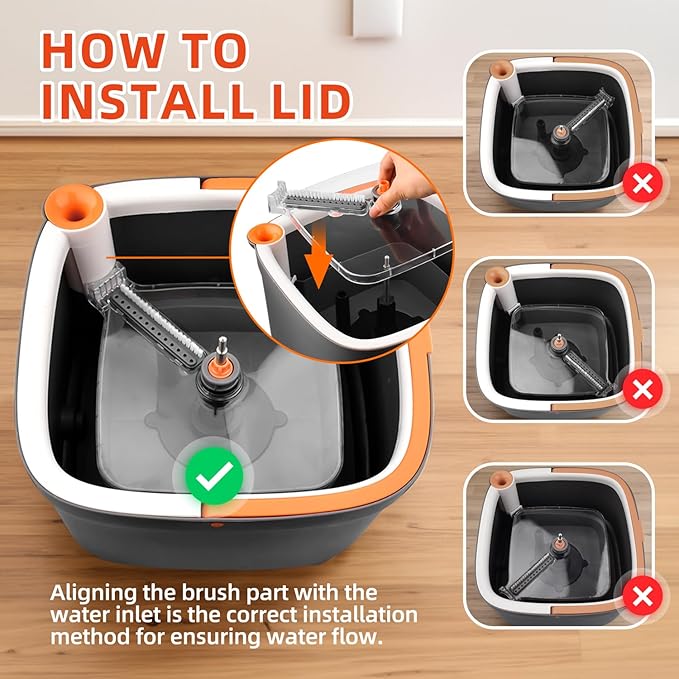 Spin Mop and Bucket Set with Self Separation Dirty and Clean Water System with 6pads, Square Mop Bucket Self Wringing 360° Rotating Clean Floor Mop-Head for Hardwood Tile Marble Floors-6Pads