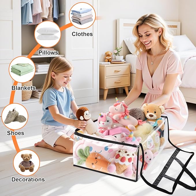 Clear Storage Bags, 4 Pack Under Bed Storage and Closet Organizers Containers