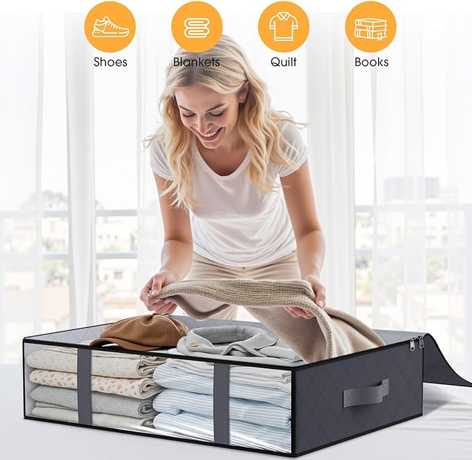 Under Bed Storage Bags 10 Pack, Grey