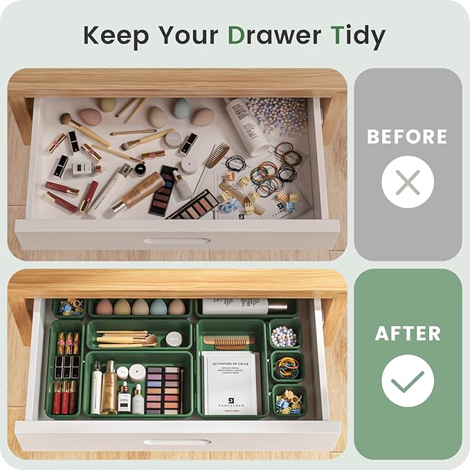【Military Grade】A-LuGei Drawer Organizer,【𝟱𝗦𝗶𝘇𝗲】Makeup organizer,【Holds 177 Items】Bathroom Organizers and Storage,Organization and Storage