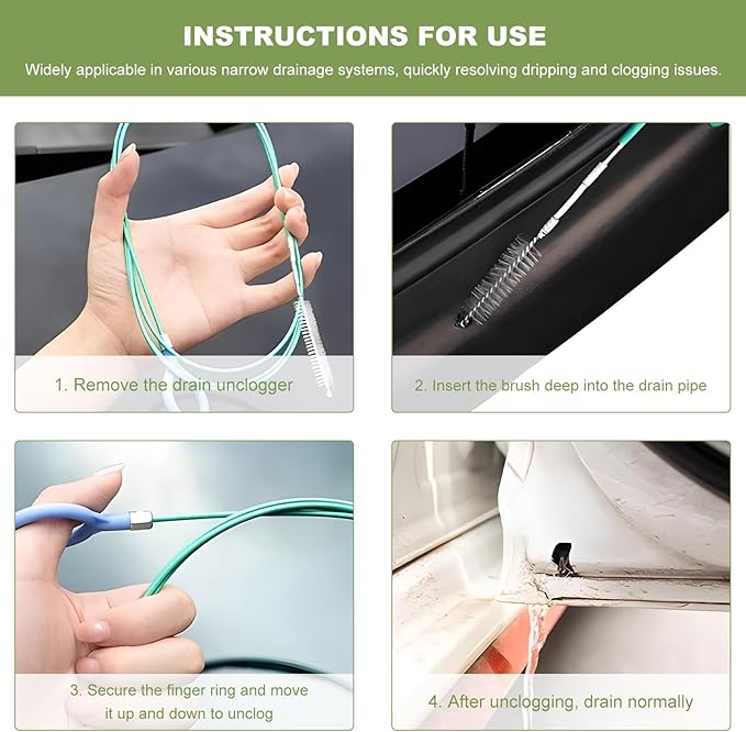 Auto Sunroof Drain Cleaning Tool, 197 Inch Flexible Car AC Line Cleaner Slim Drain Dredging Tool
