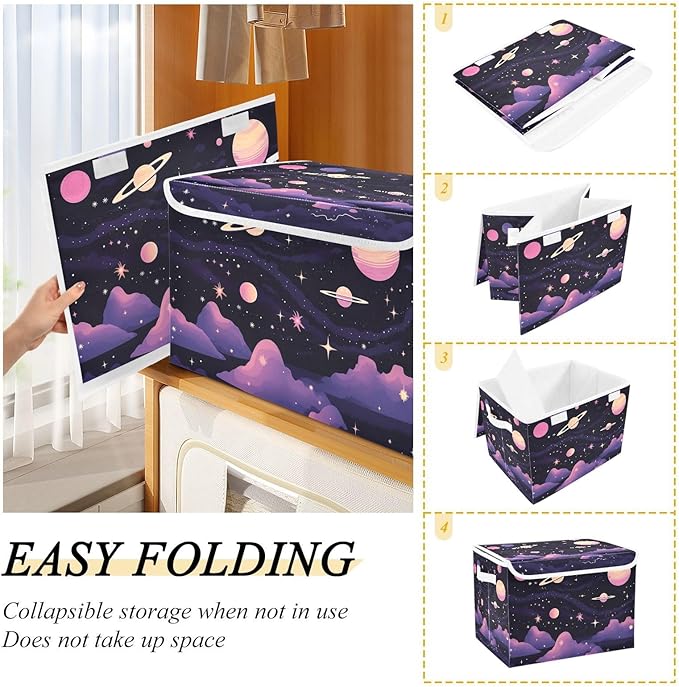 Abstract Planets Storage Bins with Lids and Carrying Handle