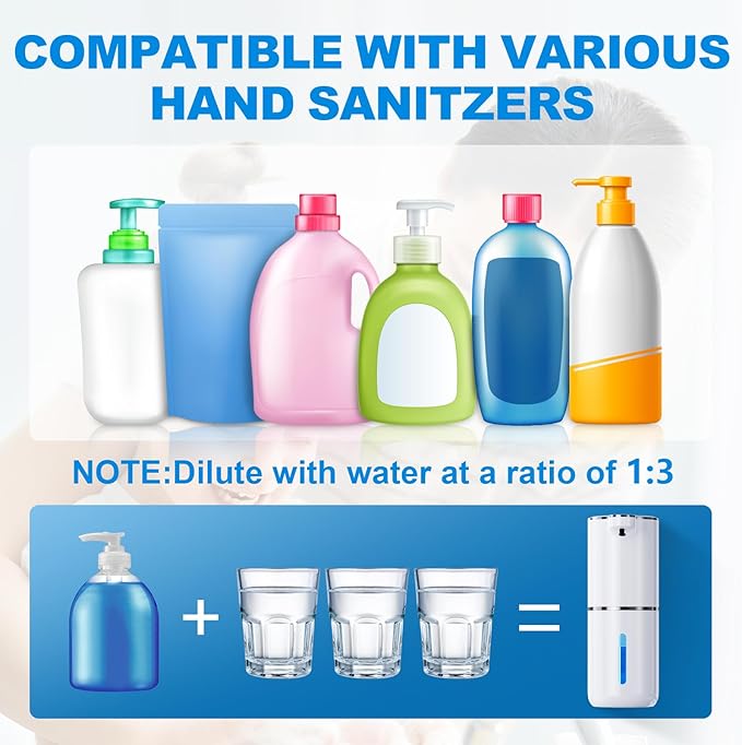 Automatic Foaming Soap Dispenser, 12.8oz/380ml Wall Mount Touchless Soap Dispenser with Sensor, 4-Level Adjustable, IPX5 Waterproof, USB Rechargeable for Bathroom, Kitchen