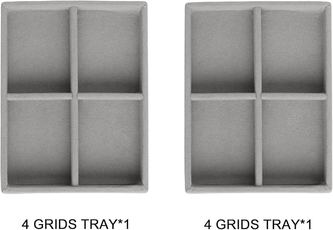 Frebeauty Small Jewelry Tray Set,Stackable Velvet Jewelry Organizer Tray,Mini Jewelry Drawer Organizer,Drawer Inserts,4.92 x 3.74 x 0.9 Inches