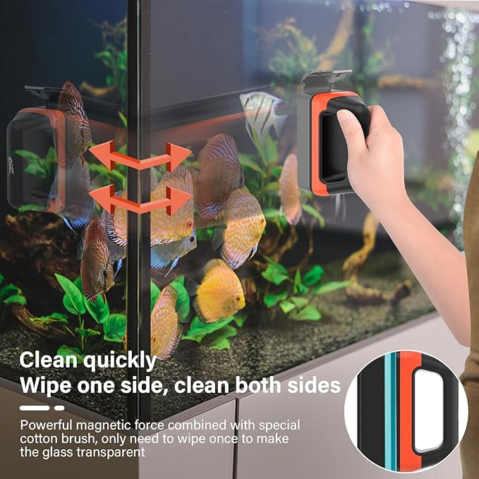 hygger Fish Tank Magnetic Glass Cleaner Two Detachable Algae Scraper for Aquarium Fish Tank，Floating Scrubber Brush Glass Algae Magnet Cleaning Tool
