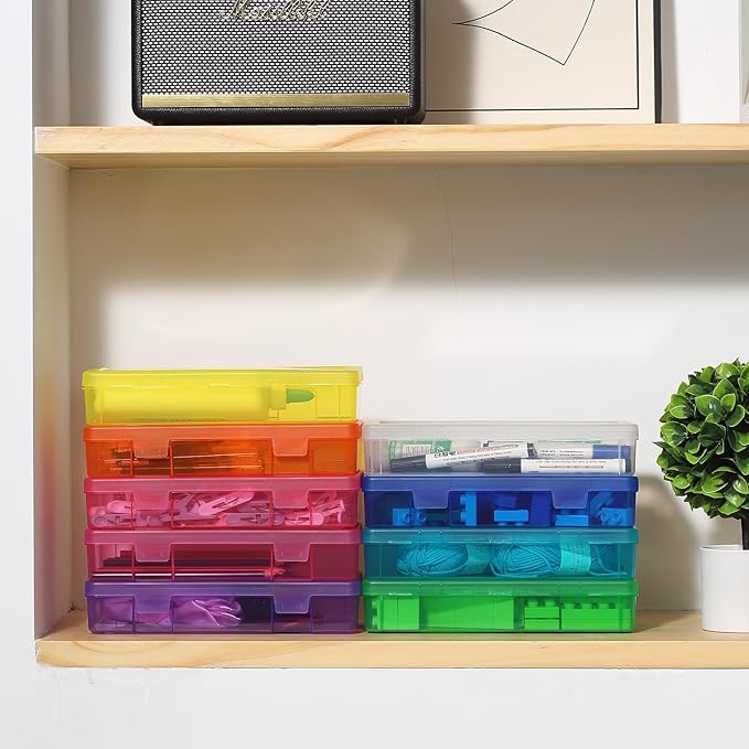 Plastic Clear Storage Containers for Organizing, 9 Pack Medium -Color