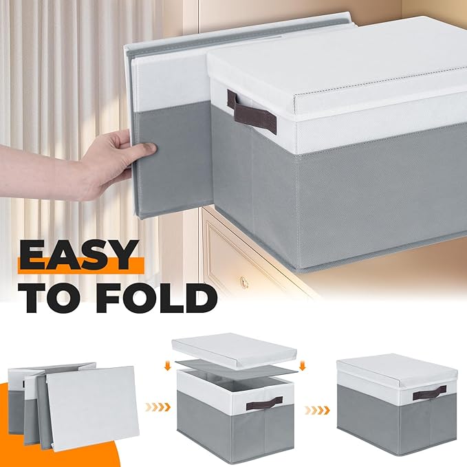 Extra Large Storage Baskets with Lids 4 Pack