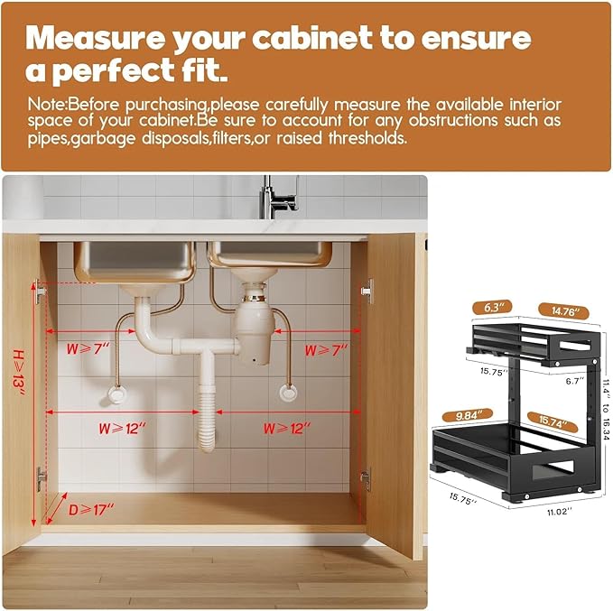 2-Pack Under Sink Organizer and Storage