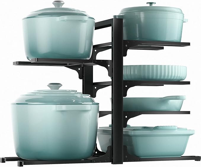 6-Tier Pots and Pans Organizer under Cabinet, Adjustable Pot Rack