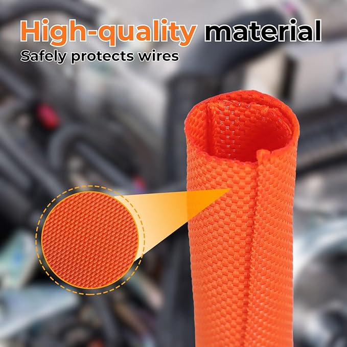 5/16 inch Split Braided Cable Management Sleeve for USB Cable Power Cord Audio Video Cable, Wire Loom Cord Protector from Cat Dog Chewing (Yellow, 25FT)