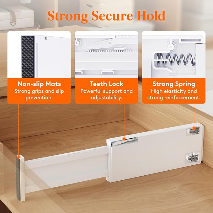 5 Pack 4" High Drawer Dividers 34-56cm/13.5-22" Adjustable Drawer Organizer