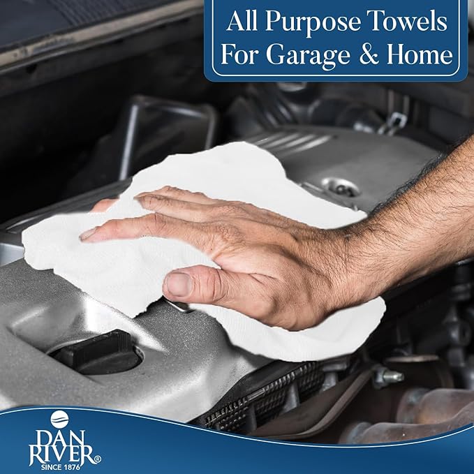 Dan River Tear Away Microfiber Cleaning Towel Roll - 30 Pack, 12x12 Inch Reusable Cloths for Dust, Kitchen, Bathroom, Cars - Scratch-Free, Lint-Free Cleaning Supplies (White)