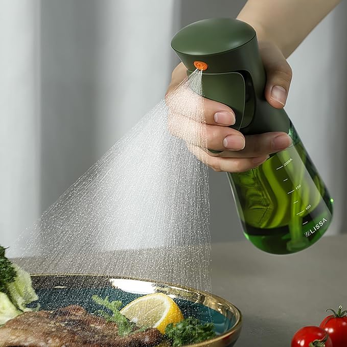 Light-Proof Glass Oil Sprayer For Cooking Air Fryer Salad BBQ,250ml Olive Oil (2)
