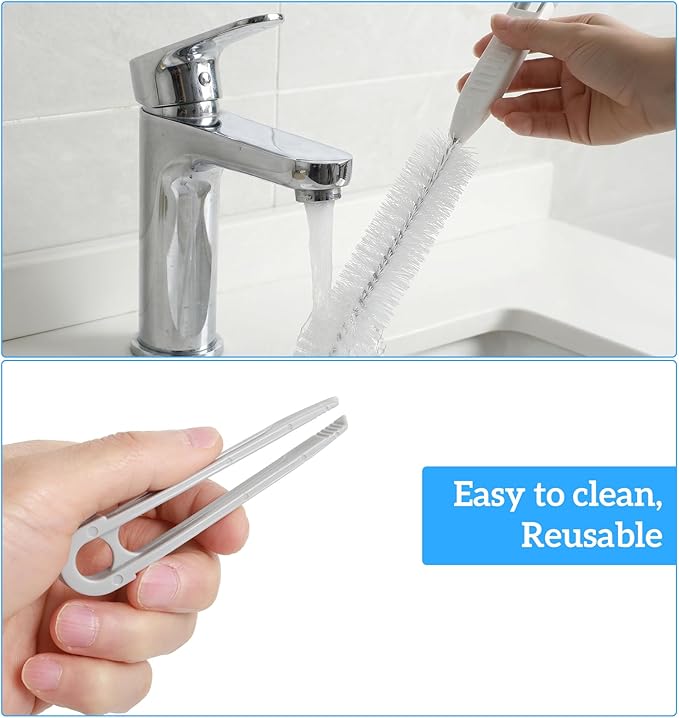 Snake Drain Hair Removal Tool, 26" Drain Brush Pipe Cleaning with Hair Catcher & Forceps, Heavy-Duty Sewer Snake Tool for Clog Removal