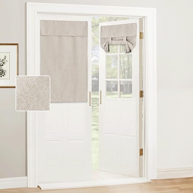 RYB HOME Tricia French Door Curtains - Khaki, W26 x L40, 1 Panel