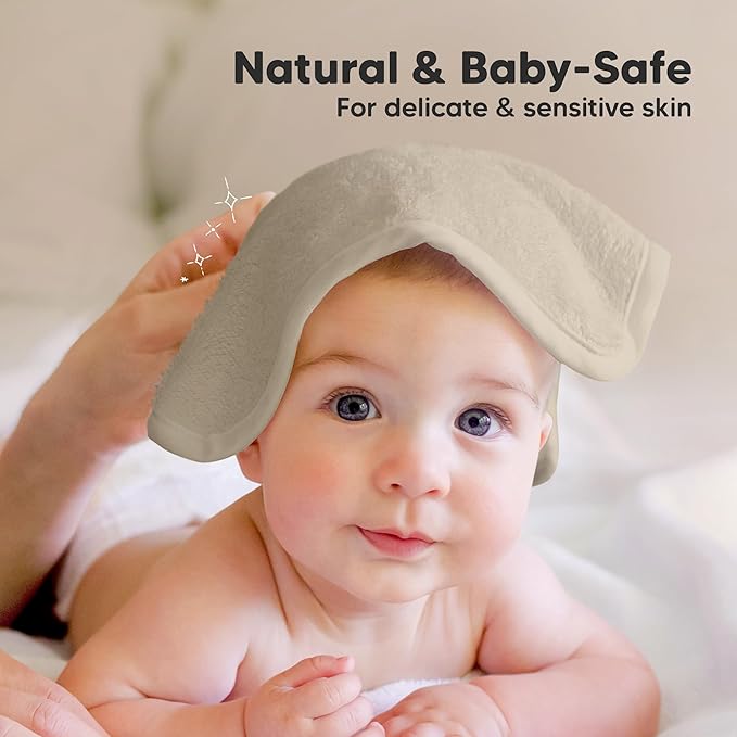6-Pack Baby Washcloths – Soft Absorbent Viscose from Bamboo Washcloths for Face, Body, Baby Towels for Newborn, Kids, Toddlers, Infant, Gentle on Sensitive Skin, 10x10 Reusable Face Towels (Hills)