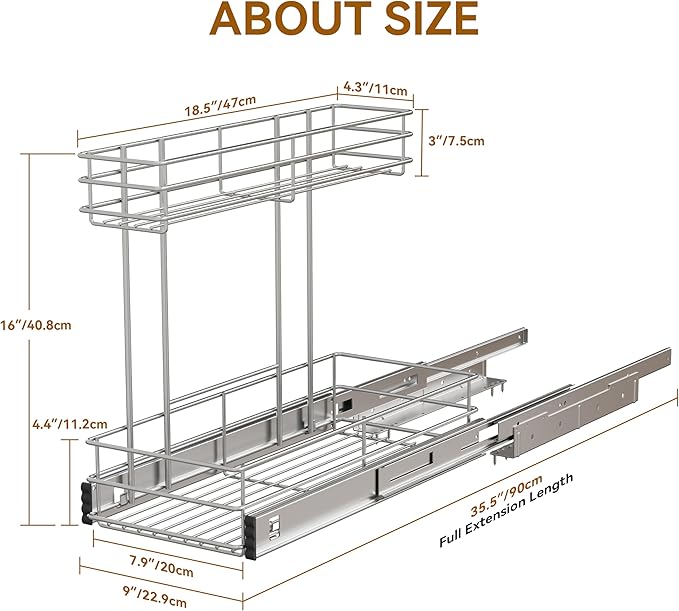 Under Sink Organizer 2 Packs, Pull Out Cabinet Organizer 2 Tier