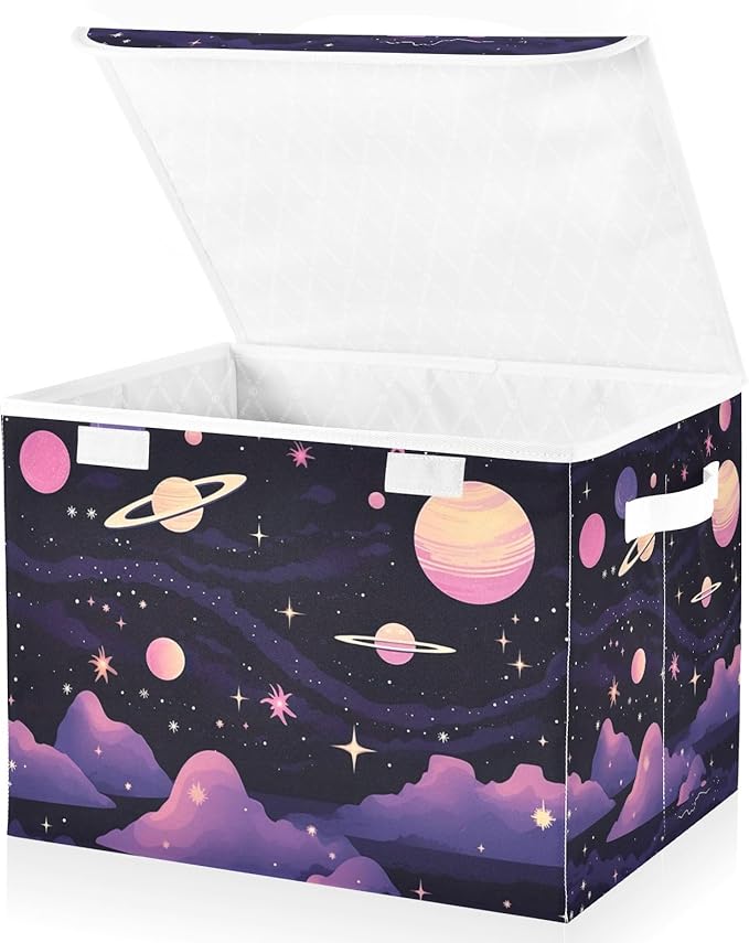 Abstract Planets Storage Bins with Lids and Carrying Handle