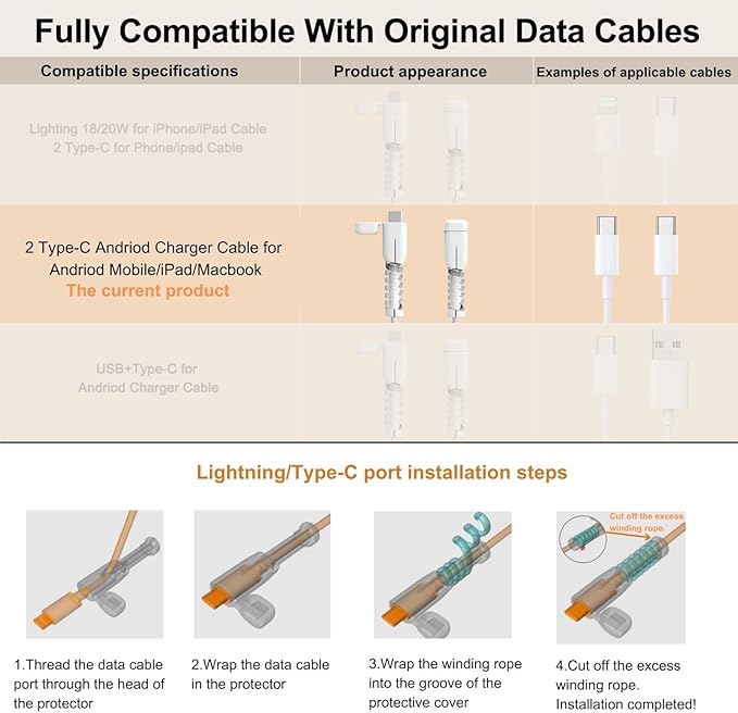 6 Magnetic Spring Cable Clip Rotatable Cord Holder Desktop Cord Organizer 2 Charging Cord Protectors for Nightstand Phone Charger Organizer Computer Desk Cable Management Appliance Adhesive Wire Strap