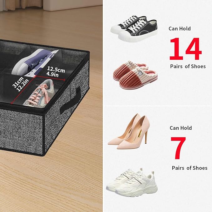 2 Pack Under Bed Shoes Storage Bag Organizer (14+4 Pairs)