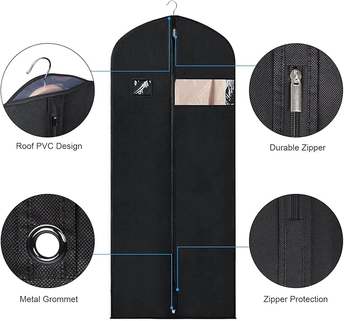 60'' Garment Bags for Hanging Clothes(Set of 8), Dress Bags for Gown
