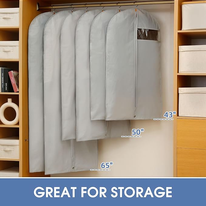 43" Garment Bags for Hanging Clothes, 5 Packs