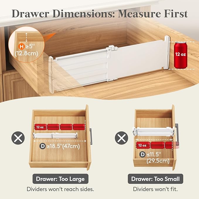 5" Tall 5 Pack Drawer Dividers
