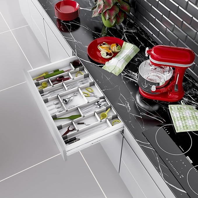 Practical Comfort Aluminum Drawer Organizer for Kitchen Utensils Silverware